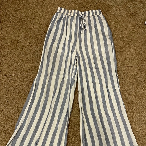 Salty Lemon Blue & White Striped Flowy Beach Pants - Picture 1 of 3